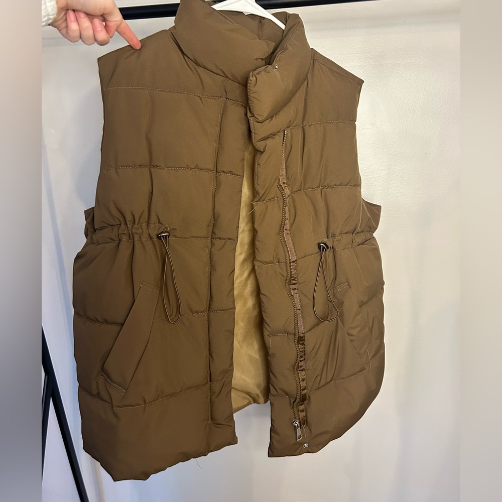Brown puffer vest